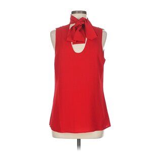 Michael Michael Kors Womens Red Chiffon Tie-neck Blouse Top